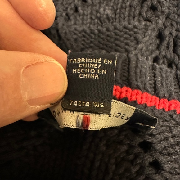 Tommy Hilfiger Sweater S Vintage Y2K Navy Blue Cotton Crochet Classic Coastal - Picture 6 of 8